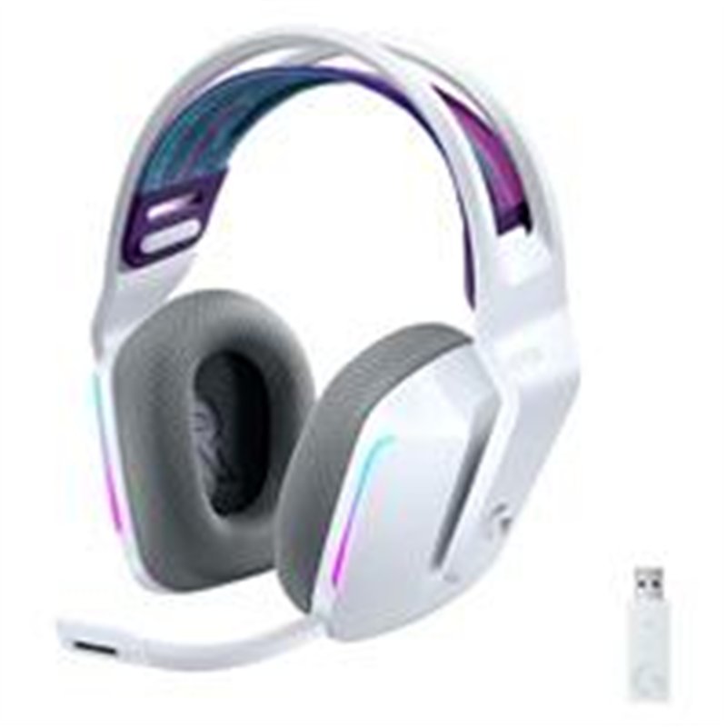 AUDIFONOS GAMING LOGITECH G733 LIGHTSPEED RGB INALAMBRICO RECARGABLE HASTA 29HRS DE USO BLANCO