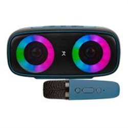 BOCINA INALAMBRICA BLUETOOTH PORTATIL CON MICROFONO KARAOKE RECARGABLE FUNCION TWS RESISTENTE A SALPICADURAS PERFECT CHOICE OUTD