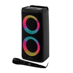 BOCINA INALAMBRICA BLUETOOTH PORTATIL CON MICROFONO RECARGABLE LUZ RGB DOBLE BOCINA 4 PULGADAS PERFECT CHOICE FESTA ULTIMATE - N