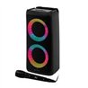 BOCINA INALAMBRICA BLUETOOTH PORTATIL CON MICROFONO RECARGABLE LUZ RGB DOBLE BOCINA 4 PULGADAS PERFECT CHOICE FESTA ULTIMATE - N