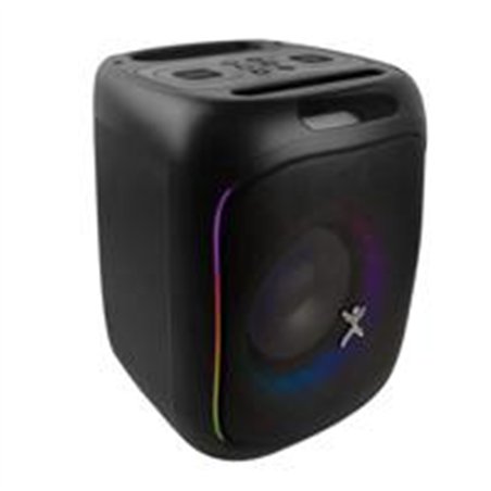 BOCINA MINI INALAMBRICA BLUETOOTH RECARGABLE PORTATIL LUZ RGB 30W FUNCION TWS 6.5 PULGADAS PERFECT CHOICE SAPARK - NEGRO