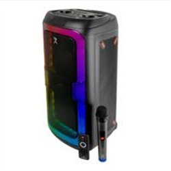 BOCINA INALAMBRICA BLUETOOTH PORTATIL RECARGABLE LUZ RGB CON MICROFONO / CONTROL REMOTO FUNCION TWS DUAL 8 PULGADAS PERFECT CHOI