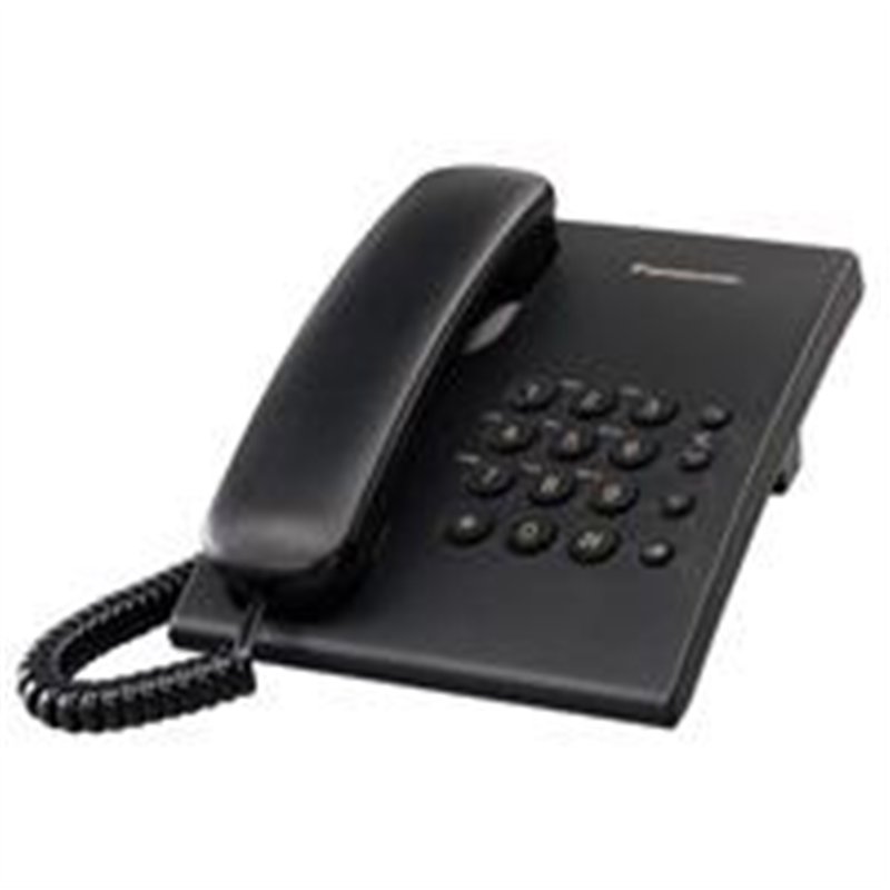 TELEFONO PANASONIC KX-TS500MEB ALAMBRICO BASICO UNILINEA SIN MEMORIAS CONTROL DE VOLUMEN 4 NIVELES REMARCACION ULTIMO NUMERO NEG