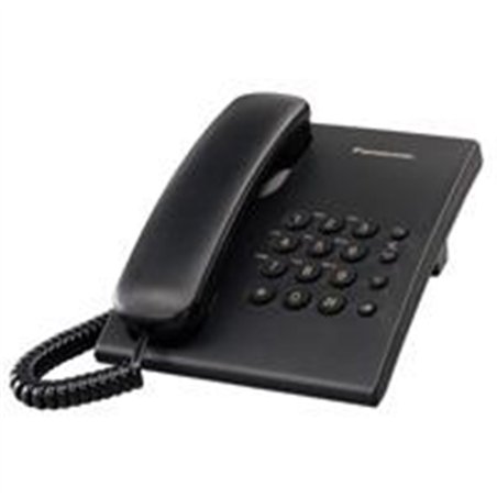 TELEFONO PANASONIC KX-TS500MEB ALAMBRICO BASICO UNILINEA SIN MEMORIAS CONTROL DE VOLUMEN 4 NIVELES REMARCACION ULTIMO NUMERO NEG