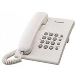 TELEFONO PANASONIC KX-TS500MEW ALAMBRICO BASICO UNILINEA SIN MEMORIAS CONTROL DE VOLUMEN 4 NIVELES REMARCACION ULTIMO NUMERO BLA