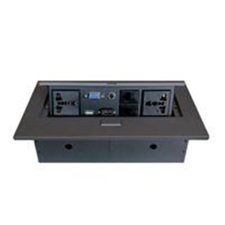 CAJA BROBOTIX PARA MESA HDMI X1, USB X1, CORRIENTE X2, RJ45 X2,  SVGAX1,  STEREO X1, NEGRO