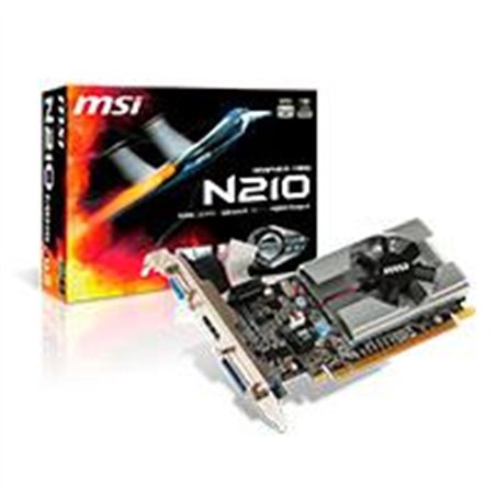 TARJETA DE VIDEO MSI NVIDIA N210/PCIE X16 2.0/1GB DDR3/HDMI/VGA/DVI/1X VENTILADOR/BAJO PERFIL/GAMA BASICA