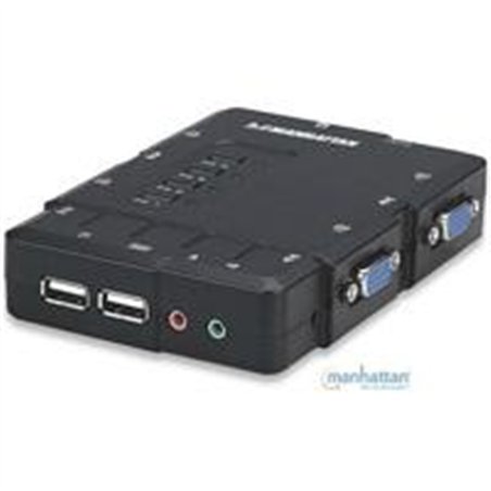SWITCH KVM,MANHATTAN,151269, DESKTOP USB 41 CON CABLESAUDIO