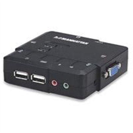 SWITCH KVM ,MANHATTAN,151252, DESKTOP USB 2:1 CON CABLES+AUDIO